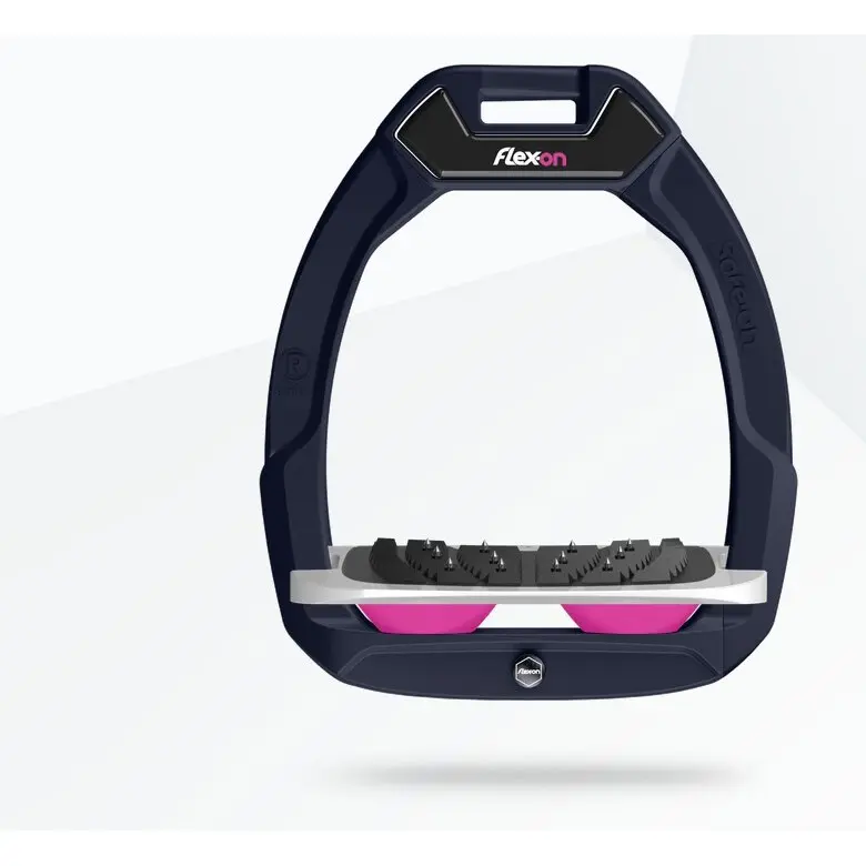 Sicherheitssteigbügel Reiten Neigbar Ultra Grip Blau/Grau/Rosa Flex-On Safe-On