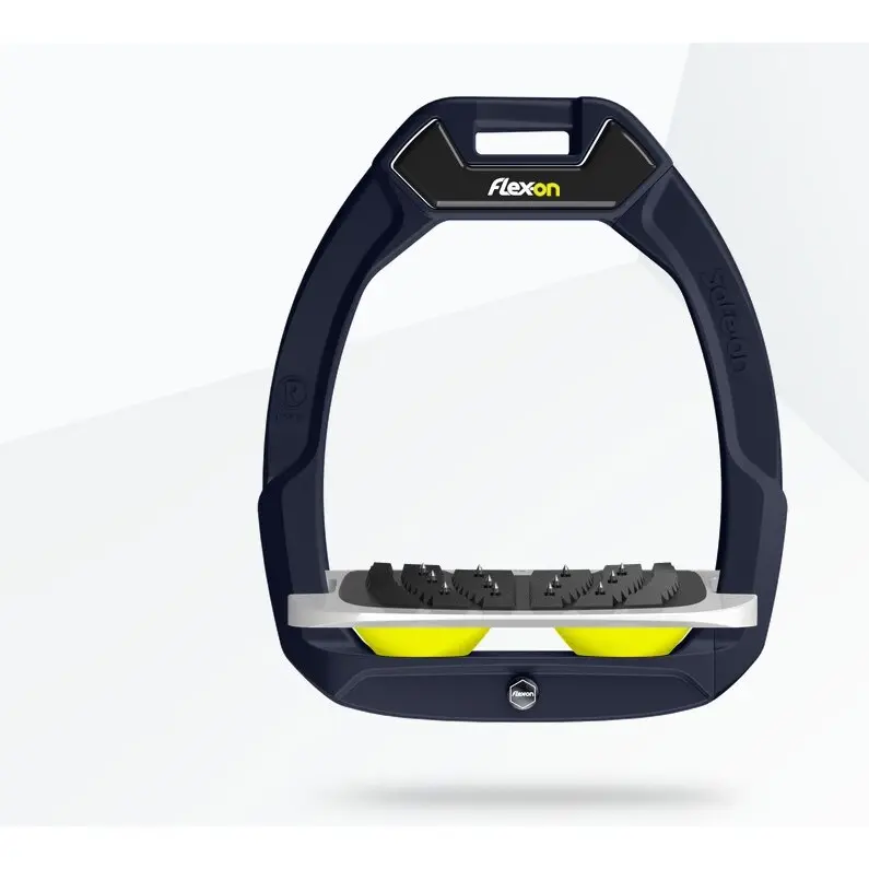 Sicherheits-Steigbügel Reiten Schräg Ultra Grip Blau/Grau/Gelb Flex-On Safe-On