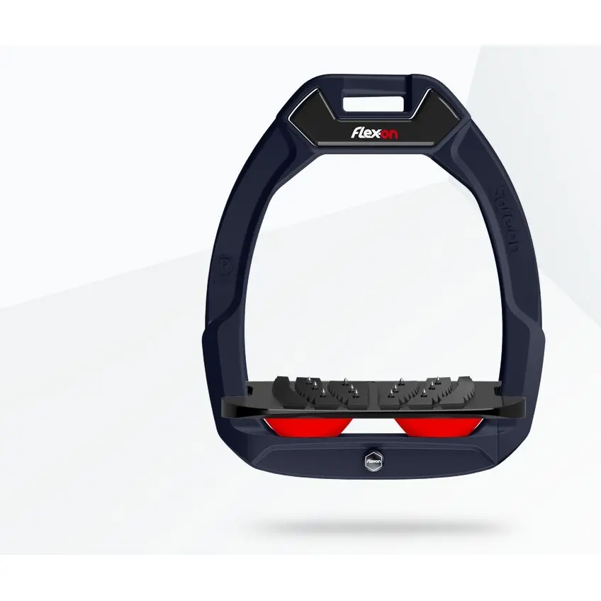 Sicherheitssteigbügel Reiten Geneigt Ultra Grip Blau/Schwarz/Rot Flex-On Safe-On
