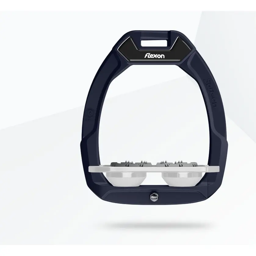 Sicherheitsreitsteigbügel Flat Ultra Grip Blau/Grau/Weiß Flex-On Safe-On