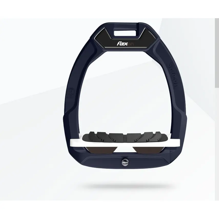 Sicherheitssteigbügel Reiten Neigung Grip Marine/Weiß/Braun Flex-On Safe-On
