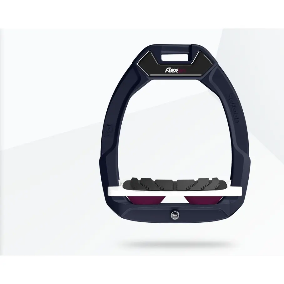 Sicherheitssteigbügel Reiten Neigbar Grip Marine/Weiß/Pflaume Flex-On Safe-On