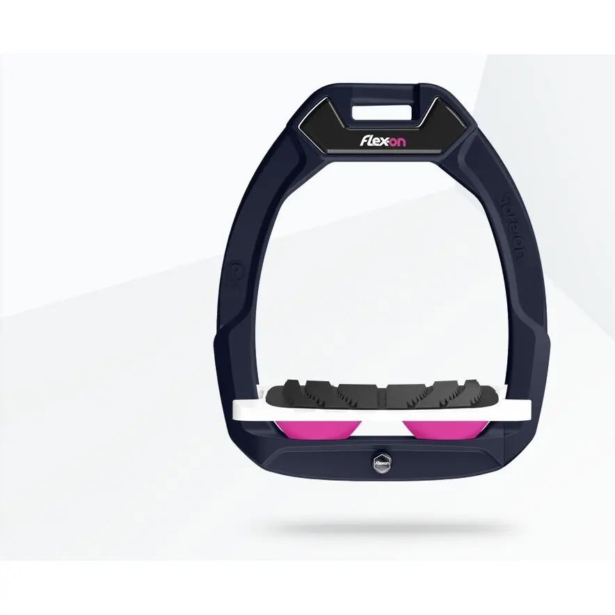 Sicherheitssteigbügel Reiten Winklig Grip Marine/Weiß/Rosa Flex-On Safe-On