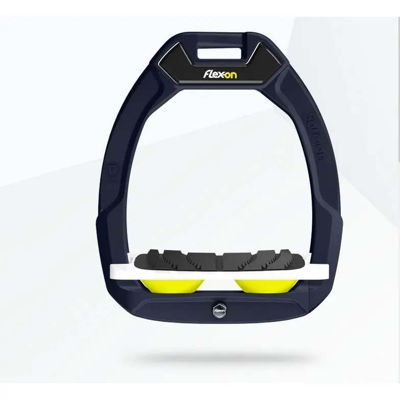 Sicherheitssteigbügel Reiten Schräg Grip Marine/Weiß/Grün/Gelb Flex-On Safe-On