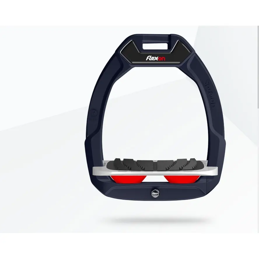 Sicherheitssteigbügel Reiten Neigbar Grip Marine/Grau/Rot Flex-On Safe-On