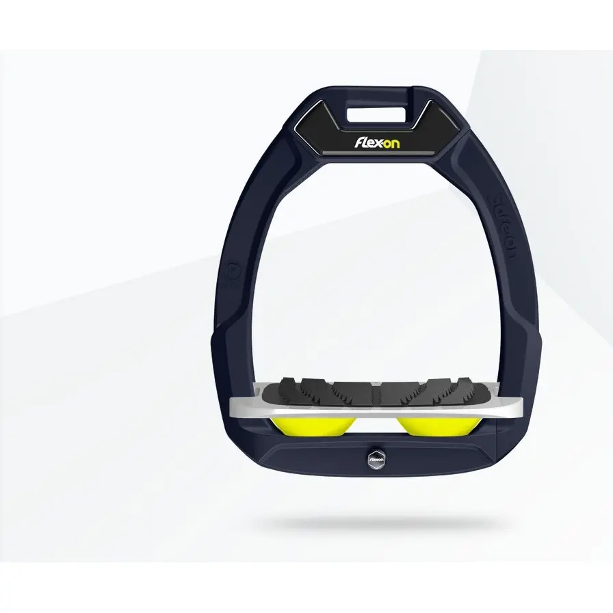 Sicherheitssteigbügel Reiten Neigungsgriff Marine/Grau/Gelb Flex-On Safe-On
