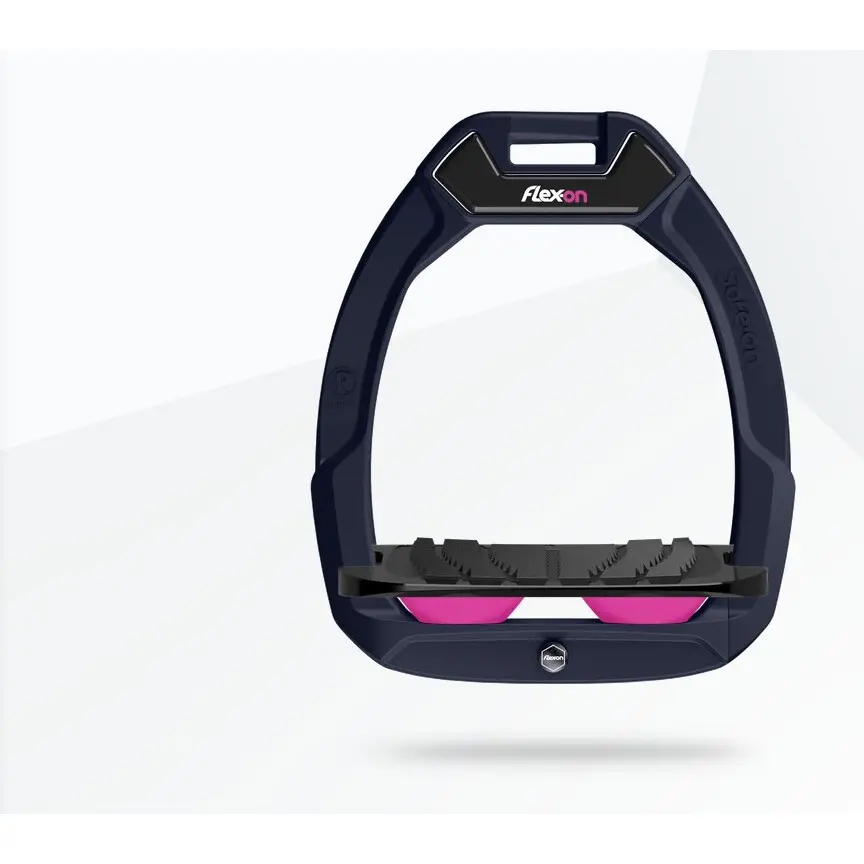 Sicherheitssteigbügel Reiten Schräg Grip Marine/Schwarz/Rosa Flex-On Safe-On