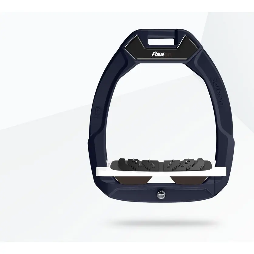 Comparer les prix de Étriers de sécurité d’équitation Incliné Ultra Grip Marine/Blanc/Marron Flex-On Safe-On