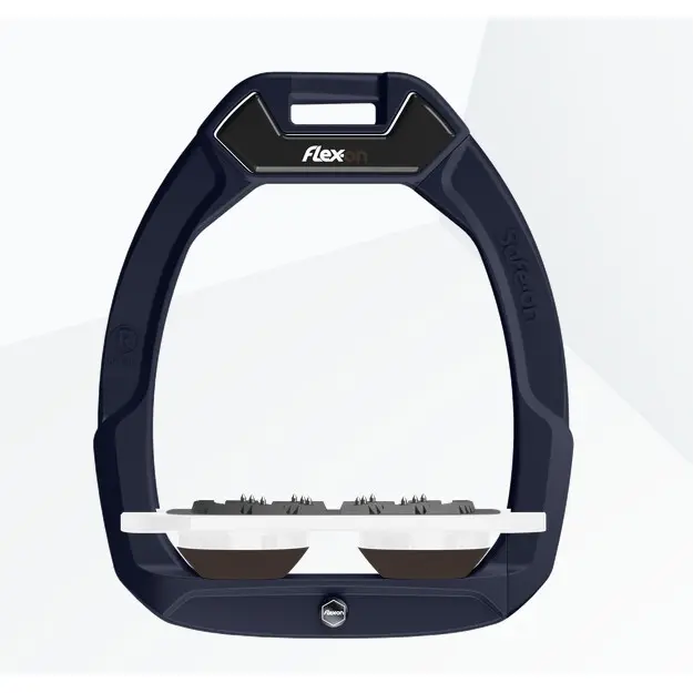 Sicherheitssteigbügel Reiten Flach Ultra Grip Marine/Weiß/Braun Flex-On Safe-On