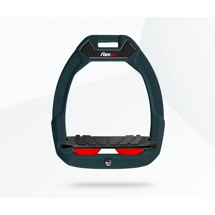 Sicherheitsreitsteigbügel Neigender Grip Grün/Schwarz/Rot Flex-On Safe-On