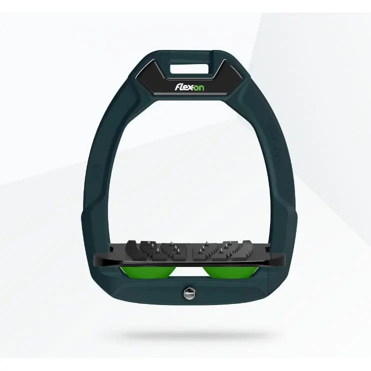 Sicherheitssteigbügel Reiten Neigbar Ultra Grip Grün/Schwarz/Grün Flex-On Safe-On