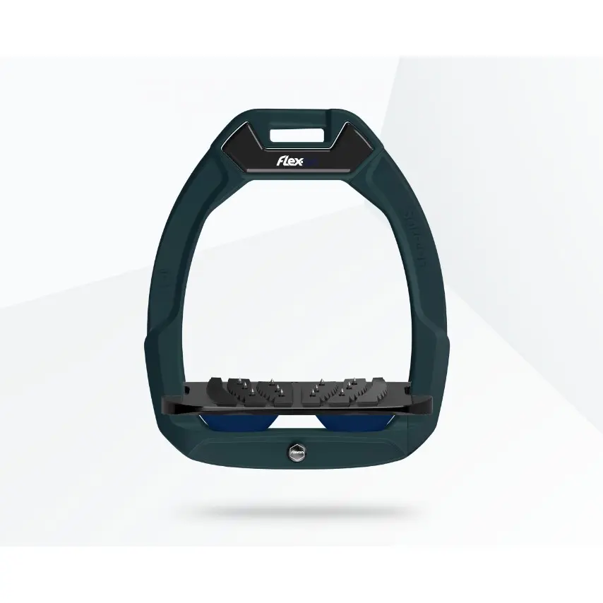 Sicherheitsreitsteigbügel schräg Ultra Grip Grün/Schwarz/Blau Flex-On Safe-On