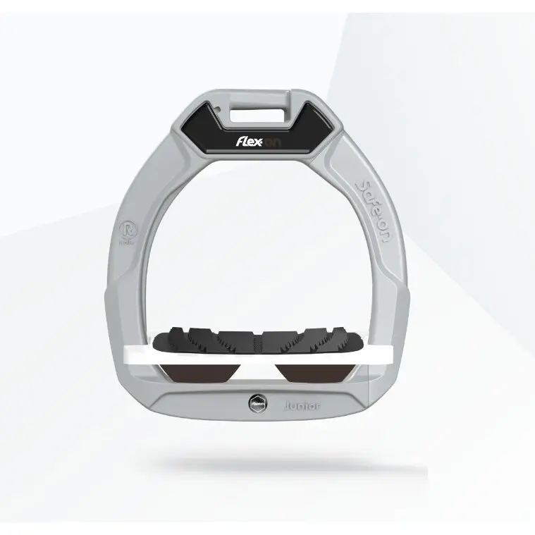 Sicherheitssteigbügel Reiten Neigung Grip Aluminium/Weiß/Braun Kinder Flex-On Safe-On
