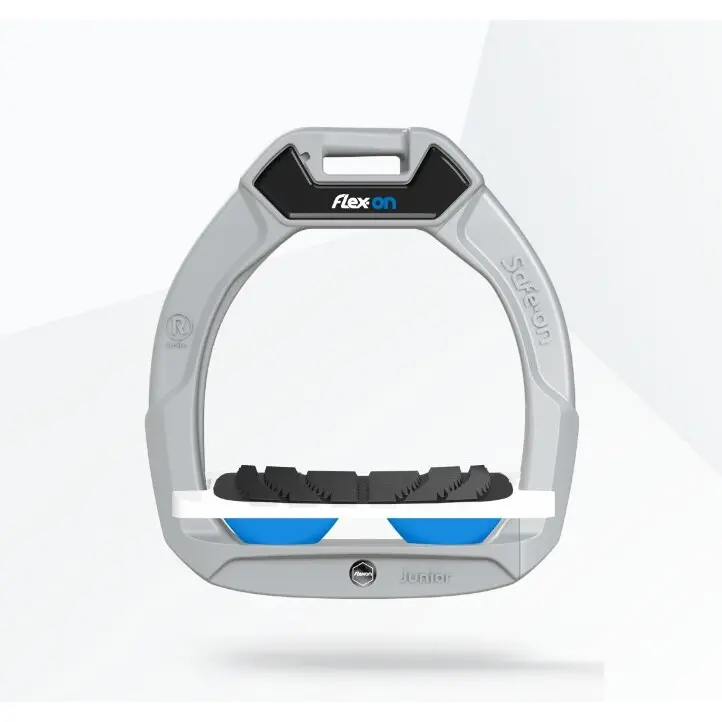 Sicherheitssteigbügel Reiten Neigung Grip Aluminium/Weiß/Blau Kind Flex-On Safe-On