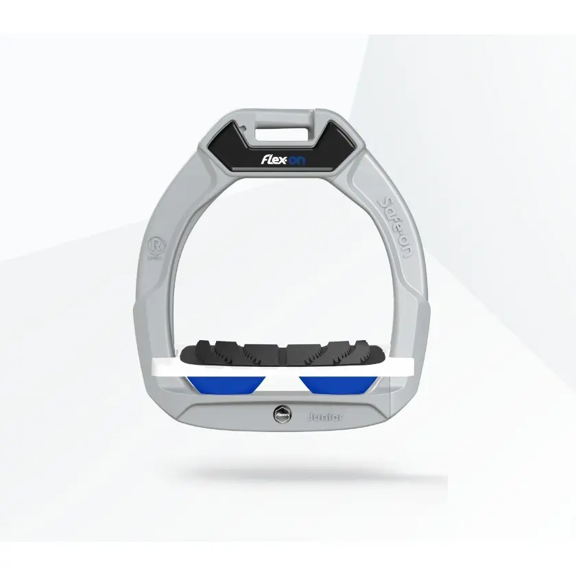 Étriers de sécurité d’équitation Incliné Grip Aluminium/Blanc/Bleu enfant Flex-On Safe-On