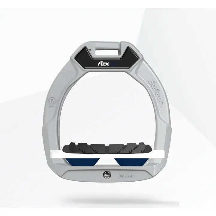 Sicherheitssteigbügel Reiten Neigung Grip Aluminium/Weiß/Marine Kinder Flex-On Safe-On