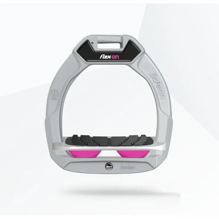 Comparer les prix de Étriers de sécurité d’équitation Incliné Grip Aluminium/Gris/Rose enfant Flex On Safe-On