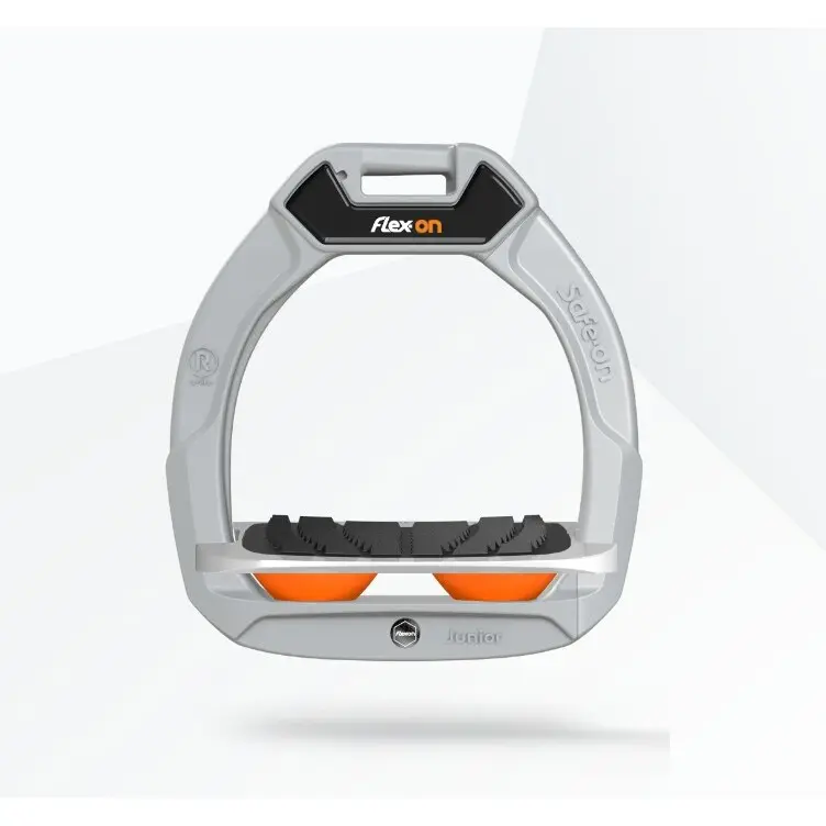 Sicherheitssteigbügel Reiten Neigung Grip Aluminium/Grau/Orange Kinder Flex-On Safe-On
