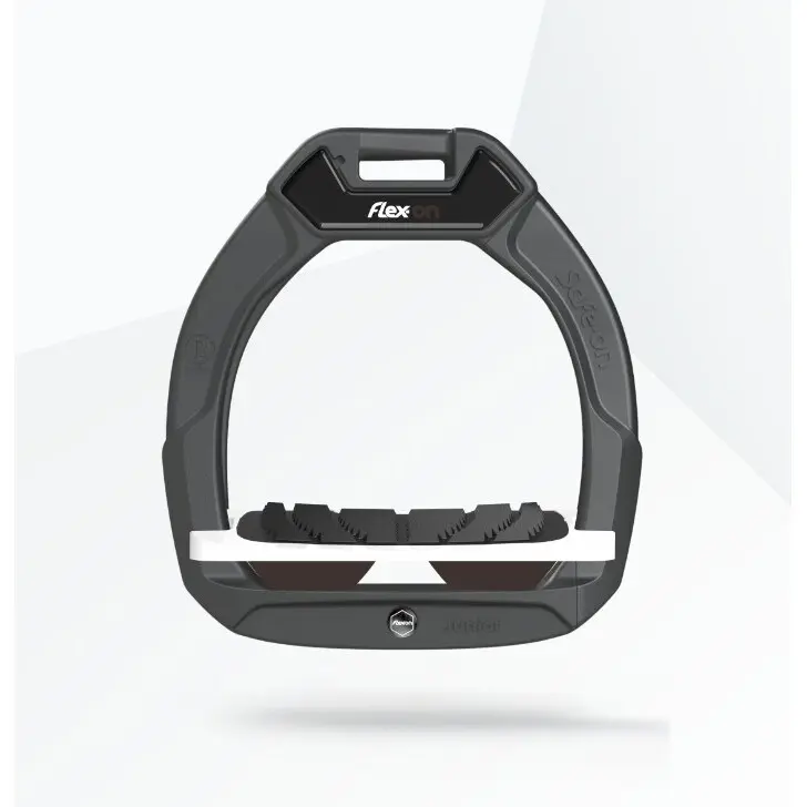 Sicherheitssteigbügel Reiten Neigung Grip Anthrazit/Weiß/Braun Kinder Flex-On Safe-On