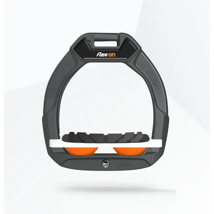 Sicherheitssteigbügel Reiten Neigung Grip Anthrazit/Weiß/Orange Kinder Flex-On Safe-On