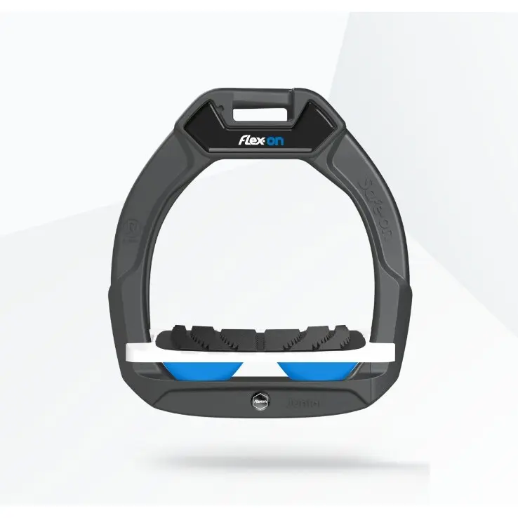 Sicherheitsreitsteigbügel Geneigter Grip Anthrazit/Weiß/Blau Kinder Flex-On Safe-On