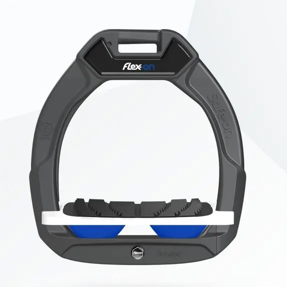 Sicherheitsreitsteigbügel Geneigter Grip Anthrazit/Weiß/Blau Kinder Flex-On Safe-On