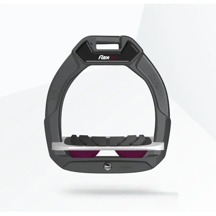 Sicherheitssteigbügel Reiten Schräg Grip Anthrazit/Grau/Lila Kinder Flex-On Safe-On