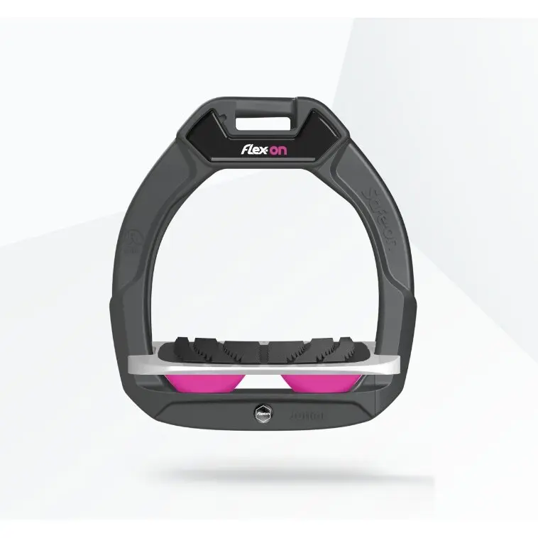 Comparer les prix de Étriers de sécurité d’équitation Incliné Grip Anthracite/Gris/Rose enfant Flex-On Safe-On