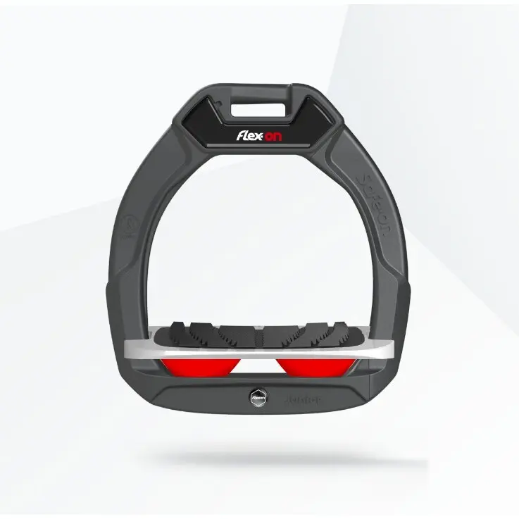 Sicherheitssteigbügel Reiten Schräg Grip Anthrazit/Grau/Rot Kinder Flex-On Safe-On