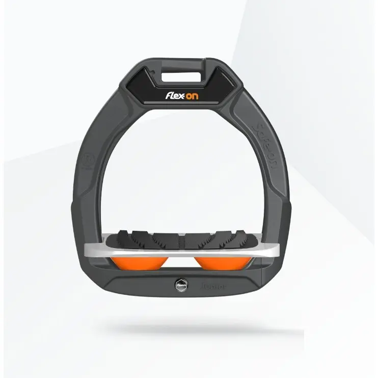 Sicherheitssteigbügel Reiten Schräge Grip Anthrazit/Grau/Orange Kind Flex-On Safe-On