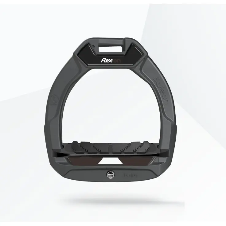 Sicherheitsreitsteigbügel geneigt Grip Anthrazit/Schwarz/Braun Kinder Flex-On Safe-On