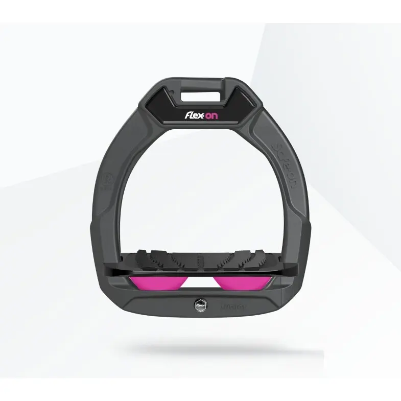 Étriers de sécurité d’équitation Incliné Grip Anthracite/Noir/Rose enfant Flex-On Safe-On