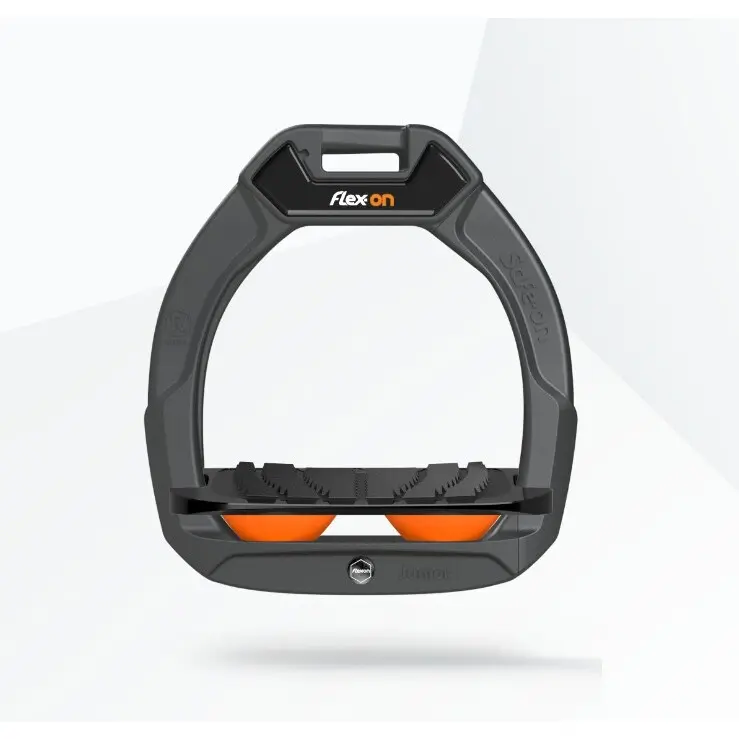 Sicherheitssteigbügel Reiten Neigung Grip Anthrazit/Schwarz/Orange Kinder Flex-On Safe-On