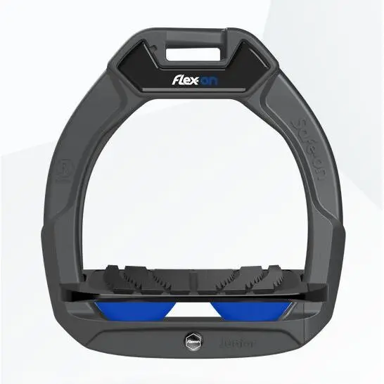 Étriers de sécurité d’équitation Incliné Grip Anthracite/Noir/Bleu enfant Flex-On Safe-On