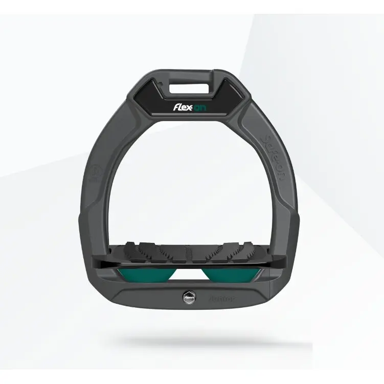 Étriers de sécurité d’équitation Incliné Grip Anthracite/Noir/Vert enfant Flex-On Safe-On