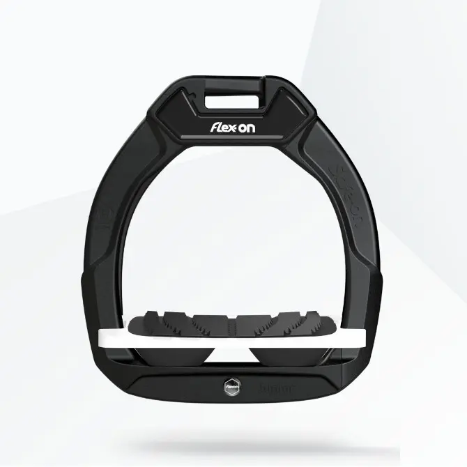Sicherheitssteigbügel Reiten Neigender Grip Schwarz/Weiß/Schwarz Kind Flex-On Safe-On
