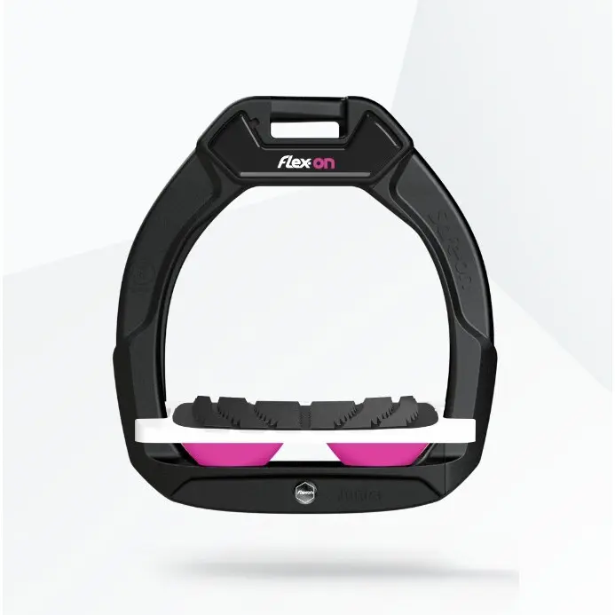 Étriers de sécurité d’équitation Incliné Grip Noir/Blanc/Rose enfant Flex-On Safe-On