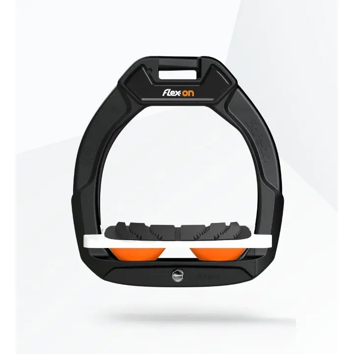 Sicherheitssteigbügel Reiten Neigbar Grip Schwarz/Weiß/Orange Kinder Flex-On Safe-On