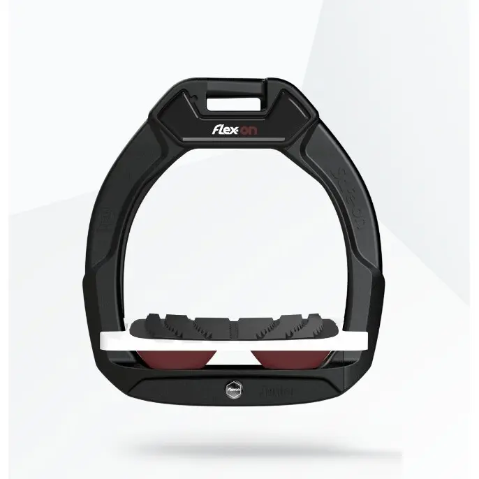 Sicherheitsreitsteigbügel geneigt Grip Schwarz/Weiß/Bordeaux Kinder Flex-On Safe-On