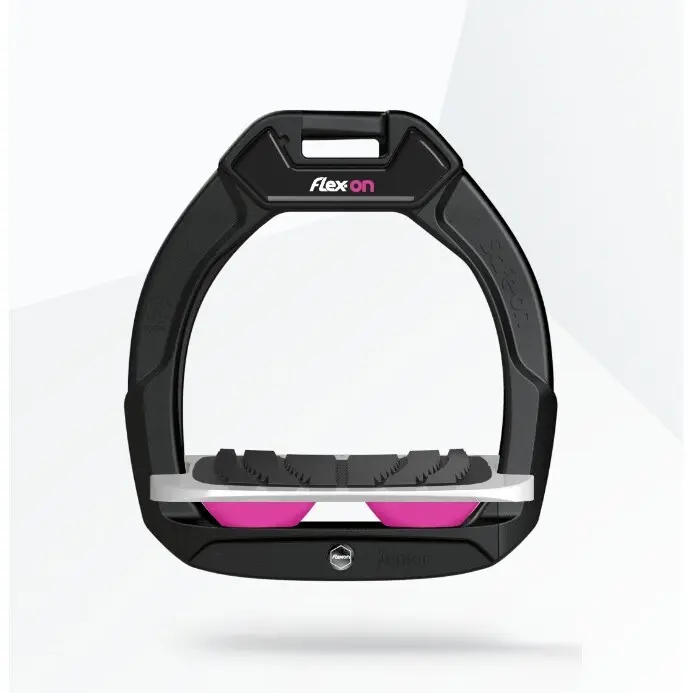 Étriers de sécurité d’équitation Incliné Grip Noir/Gris/Rose enfant Flex-On Safe-On