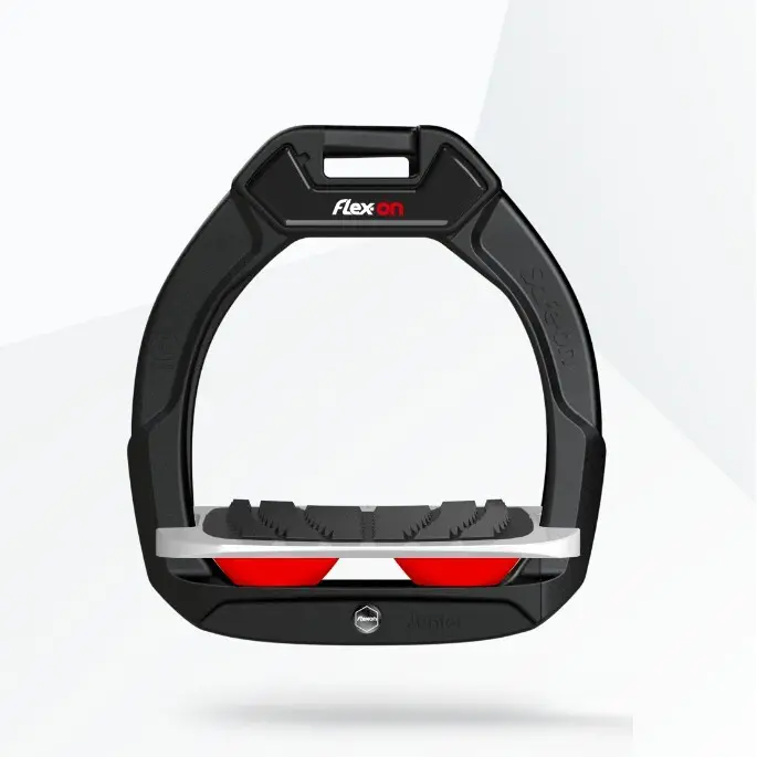 Sicherheitssteigbügel Reiten Neigung Grip Schwarz/Grau/Rot Kinder Flex-On Safe-On