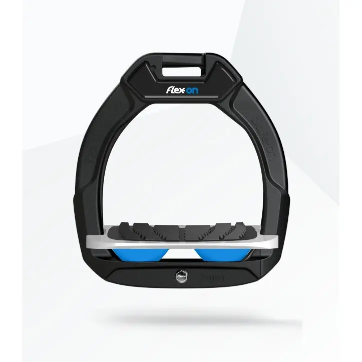 Sicherheitsreitsteigbügel Längsgriff Schwarz/Grau/Blau Kinder Flex-On Safe-On