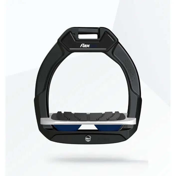 Sicherheitsreitsteigbügel mit schrägem Grip schwarz/grau/marine blau für Kinder Flex-On Safe-On