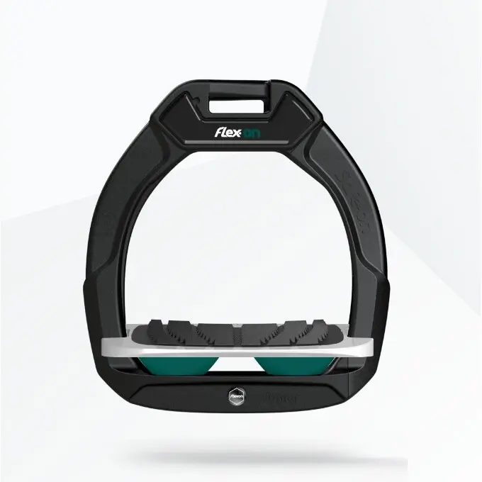 Étriers de sécurité d’équitation Incliné Grip Noir/Gris/Vert enfant Flex-On Safe-On