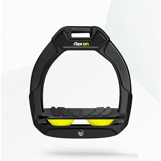 Étriers de sécurité d’équitation Incliné Grip Noir/Noir/Jaune enfant Flex-On Safe-On