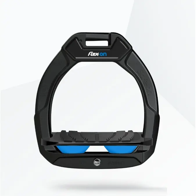 Sicherheitssteigbügel Reitens Neigbar Grip Schwarz/Schwarz/Blau Kinder Flex-On Safe-On