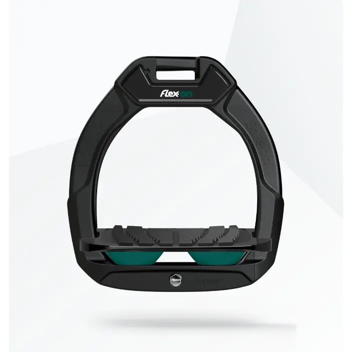 Étriers de sécurité d’équitation Incliné Grip Noir/Noir/Vert enfant Flex-On Safe-On
