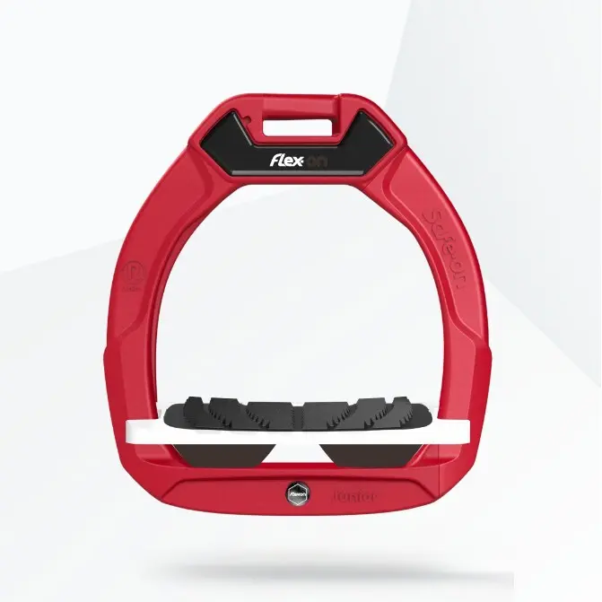 Sicherheitsreitsteigbügel geneigt Grip Rot/Weiß/Braun Kinder Flex-On Safe-On