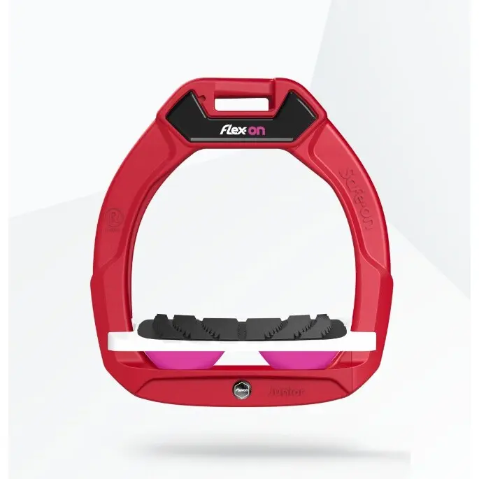 Sicherheitssteigbügel mit schrägem Grip Rot/Weiß/Rosa Kinder Flex-On Safe-On