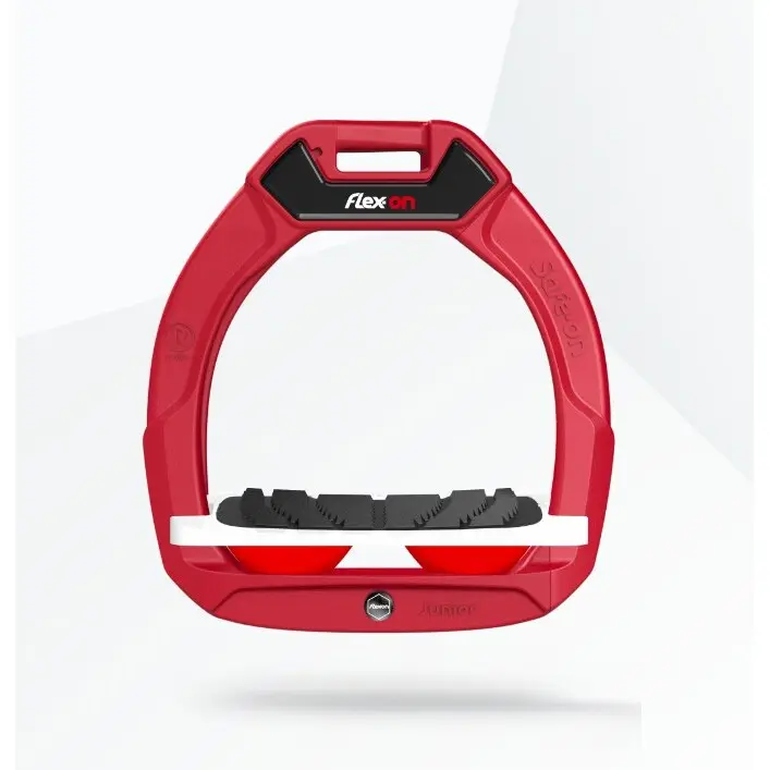 Sicherheitssteigbügel Reitsport Neigung Grip Rot/Weiß/Rot Kinder Flex-On Safe-On